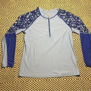 L.L. Bean ladies rash guard three-quarter zip size medium M uv protection